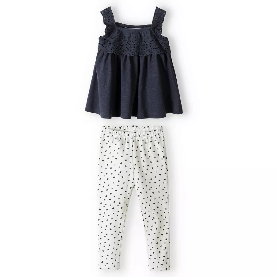 MINOTI Top und Leggings im Set DunkelgrauWeiß
