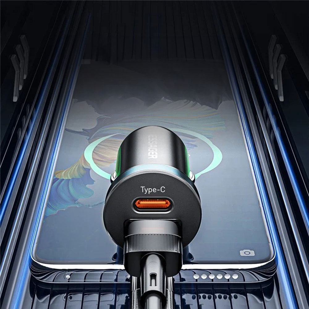 (30W) Universal USB C / USB A Auto KFZ Ladegerät - Schwarz