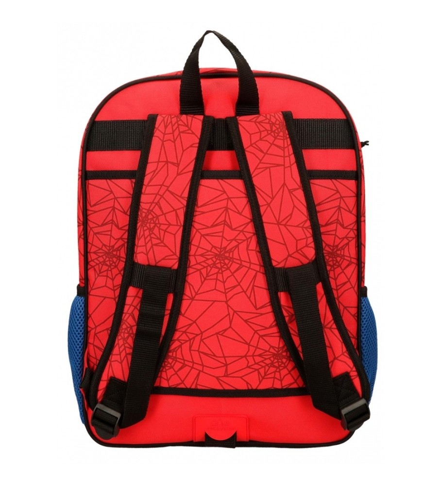 Mochila Disney Homem-Aranha com Protetor Ajustável, Dois Compartimentos, Vermelha - 30x40x13cm -