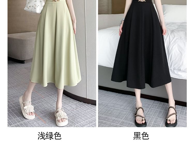 Luminato - Hoge taille effen midi A-lijn rok