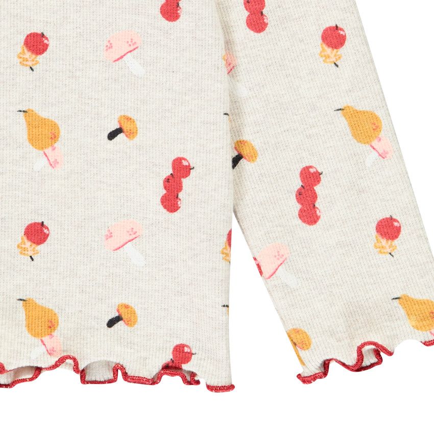 T-shirt manches longues pour bébé fille imprimé en coton - Beige