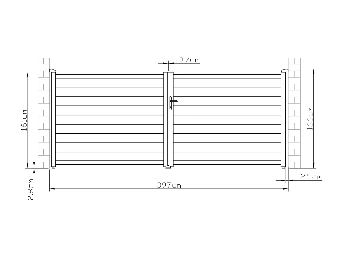 Portail battant aluminium plein L397 x H166 cm anthracite - NAZARIO