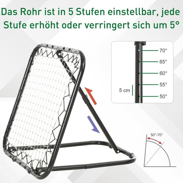 Football Rebounder Sammenleggbar Kickback Goal Rebound Wall 5 Levels Baseball Basketball Metall Svart 78X84X65-78Cm