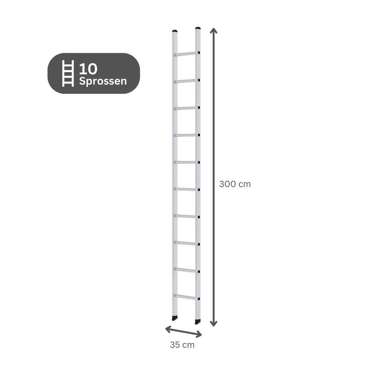 PROREGAL sportschuifladder 350 mm breed zonder dwarsbalk, 10 sporten