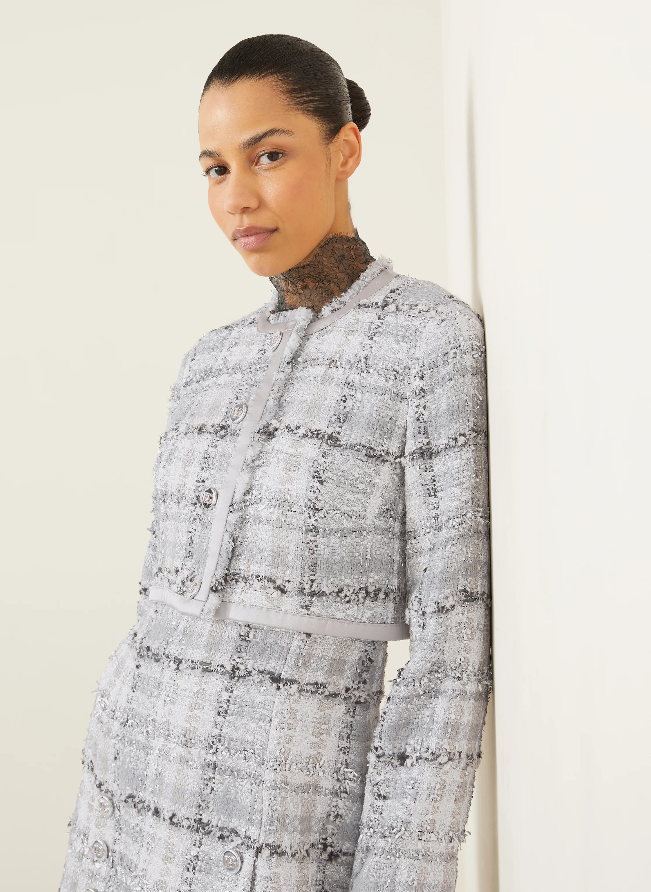 DOLCE & GABBANA Cropped-Jacke RACHEL aus Tweed mit Glitzergarn