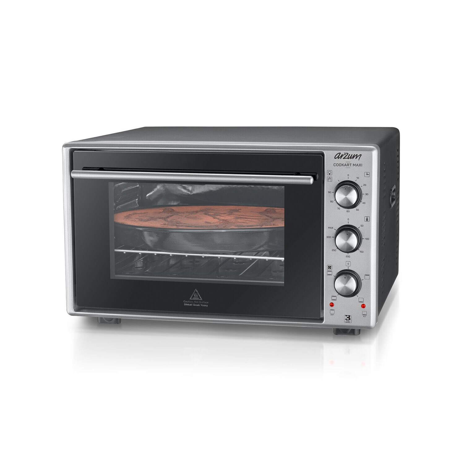 Arzum 1600 W Elektrische Backofen mit Umluft Pizzaofen 50 Liter