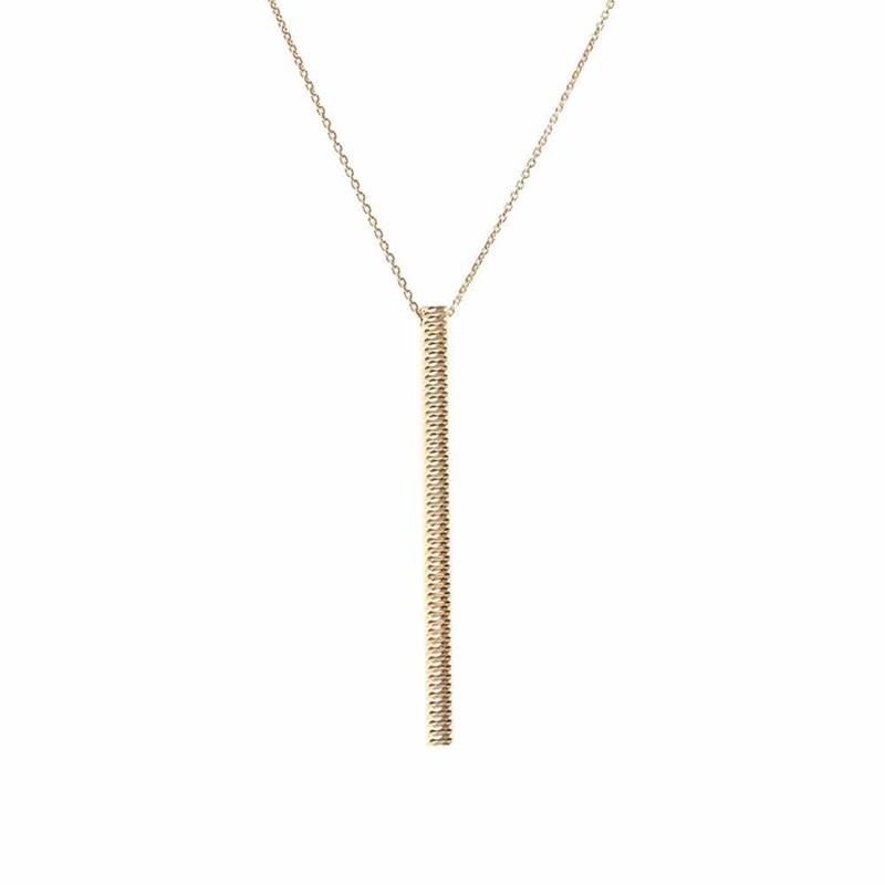 Collier Long Argent Barrette Effet Diamanté Dore