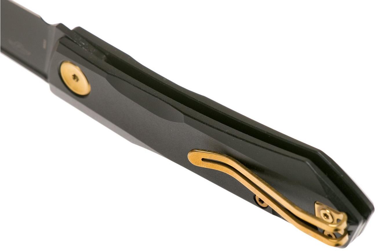 Real Steel Solis 7063G Black Titanium, Gold, slipjoint zakmes, Poltergeist design