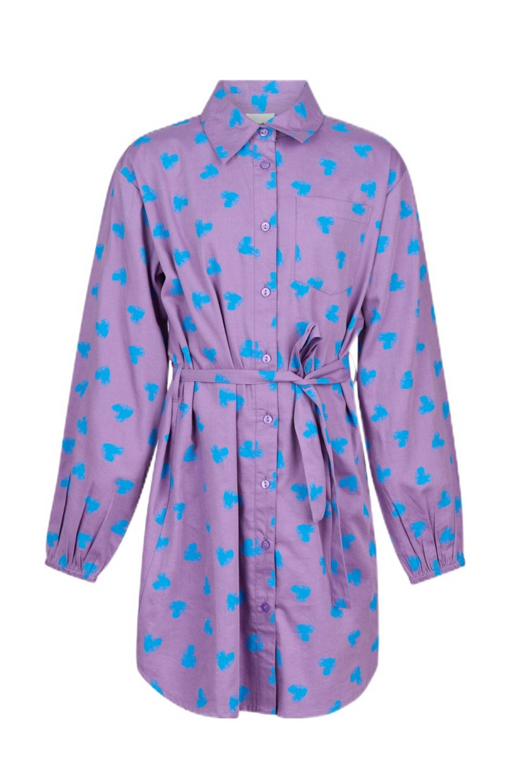Shoeby blousejurk met hartjes paars/blauw