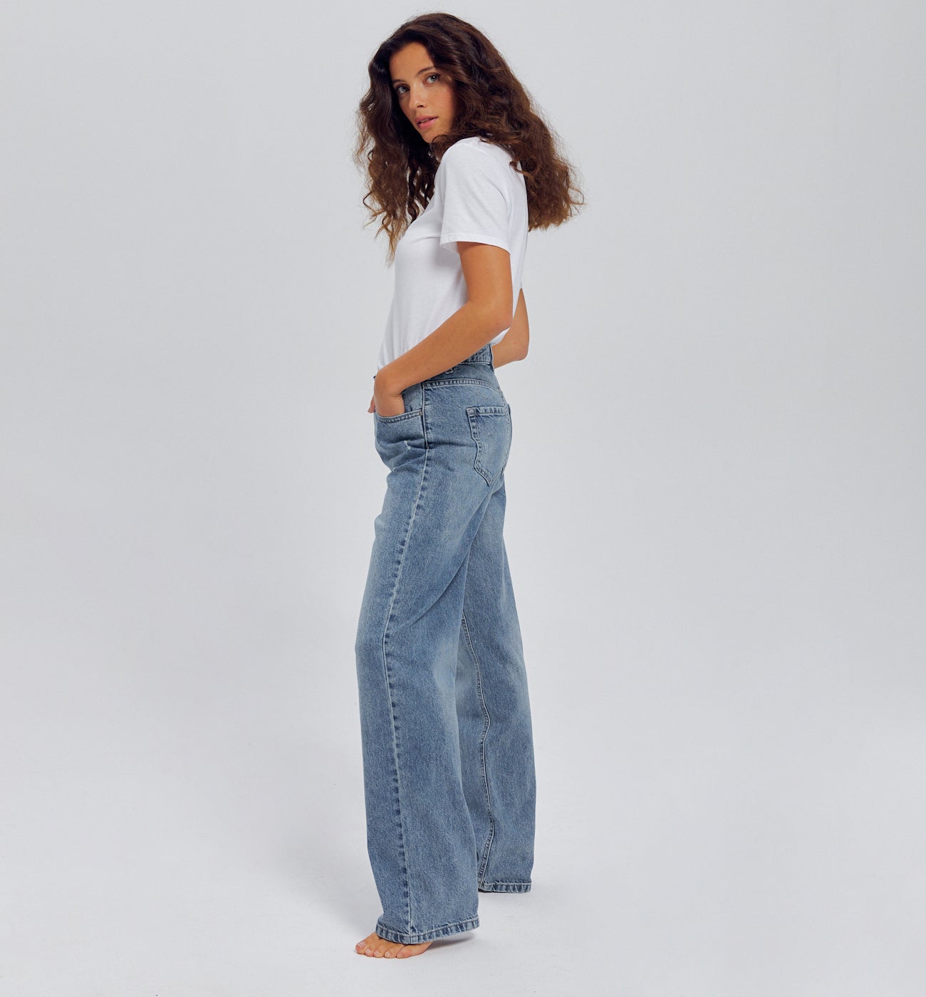 Jean large baggy taille basse - Jean moyen