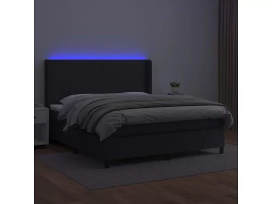 Sommier tapissier avec matelas et LED Noir 180x200cm Similicuir