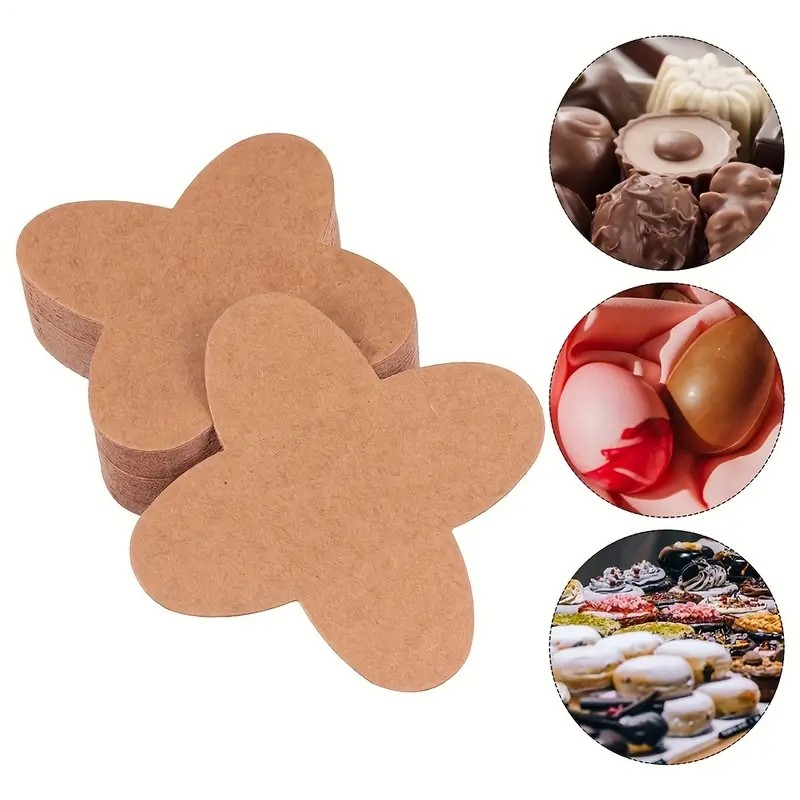 (50er Set) 35x35mm Mini Kraft Papier Pralinen Verpackung Schokoladen Kapsel Förmchen Trüffel Form - Braun