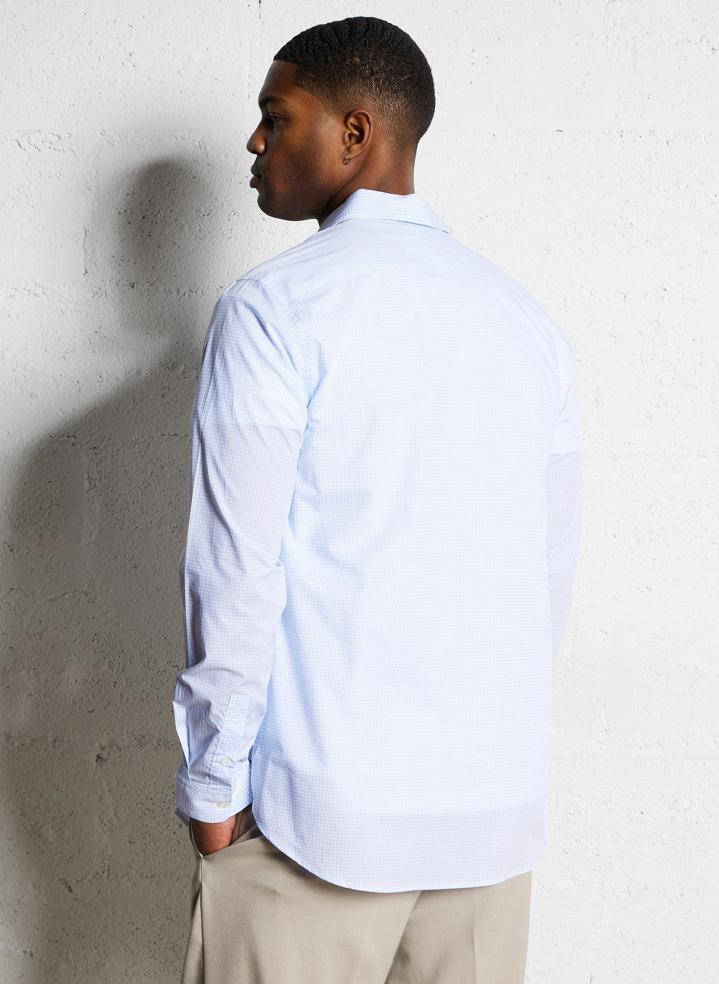 EFI - Chemise slim imprimée en coton | Bleu