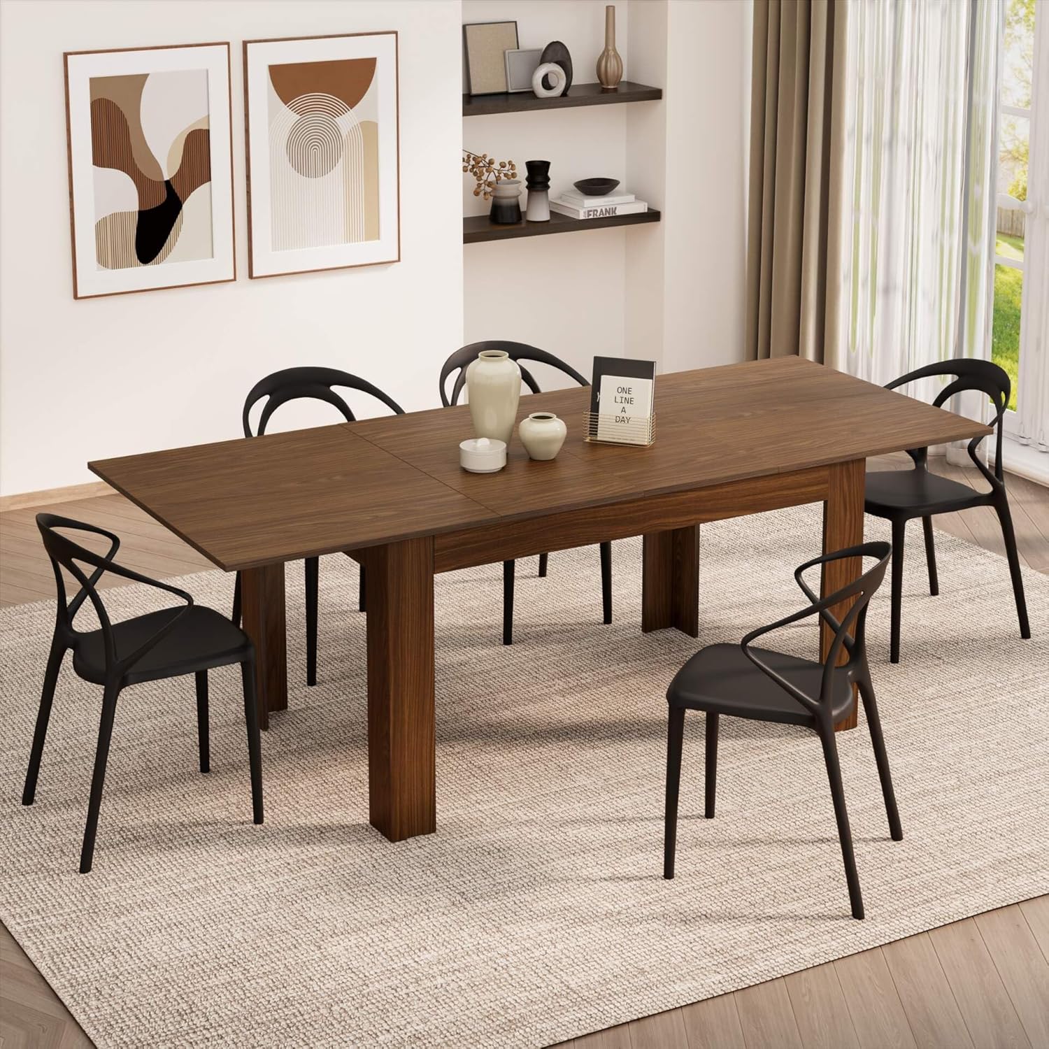 Mobili Fiver, Easy, ausziehbarer Esstisch, 140(220)x90 cm, Nussbaum Canaletto, Made In Italy