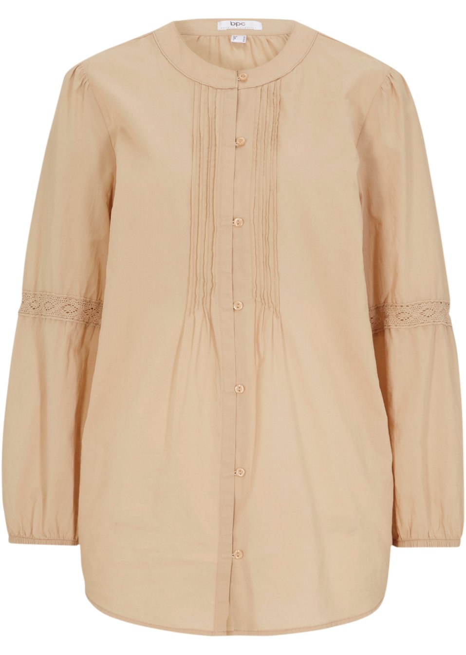 Blouse en coton à dentelle, manches 7/8