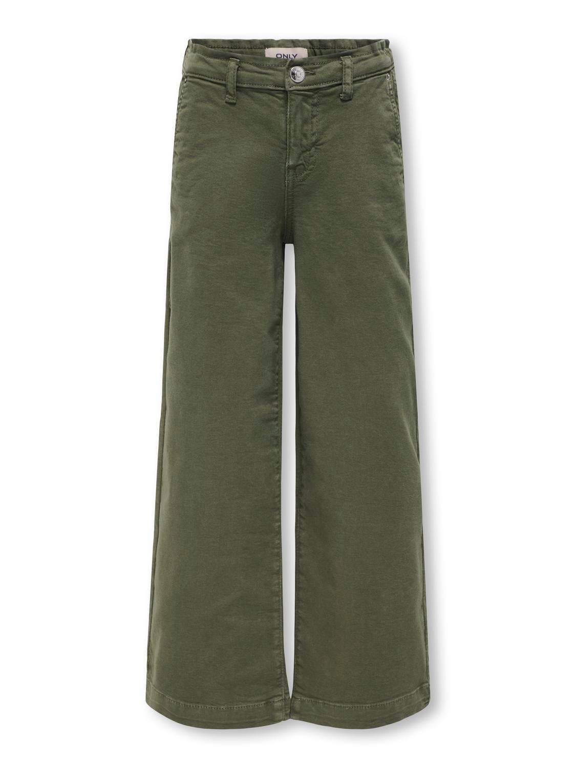 KOGNEW Mittlere Taille Verkürzt Hose mit weitem Beinschnitt Kalamata