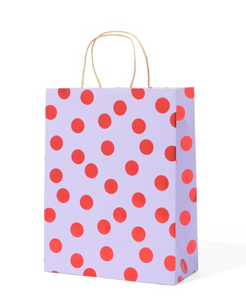 Sac cadeau L lilas pois