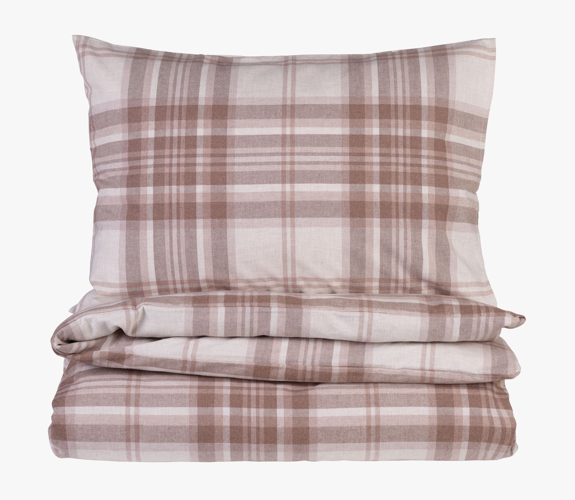 Garnfarget flanell sengesett olivengrønn - 140x220 cm
