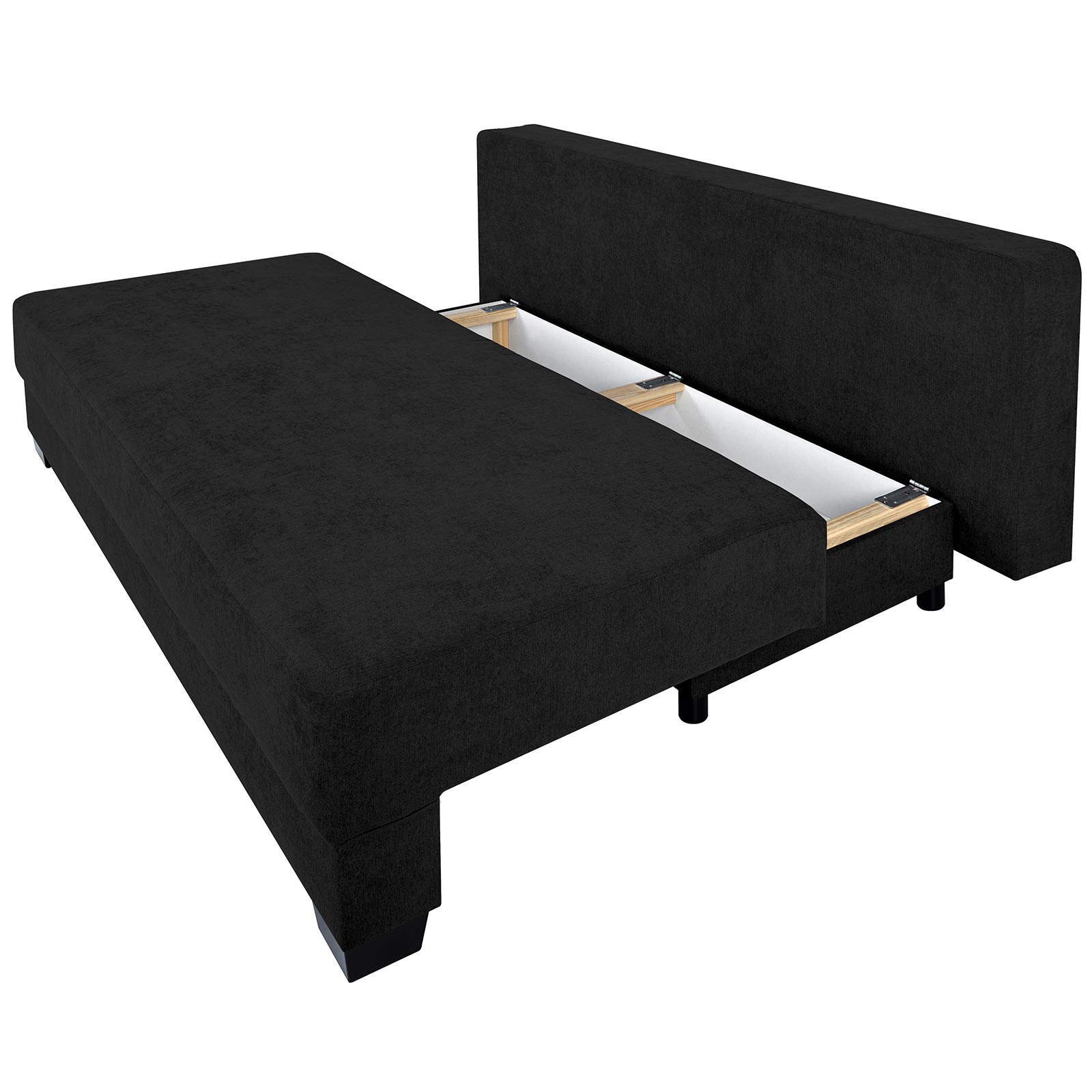 Boxspringsofa - schwarz-grau - Dauerschläfer mit Staukasten