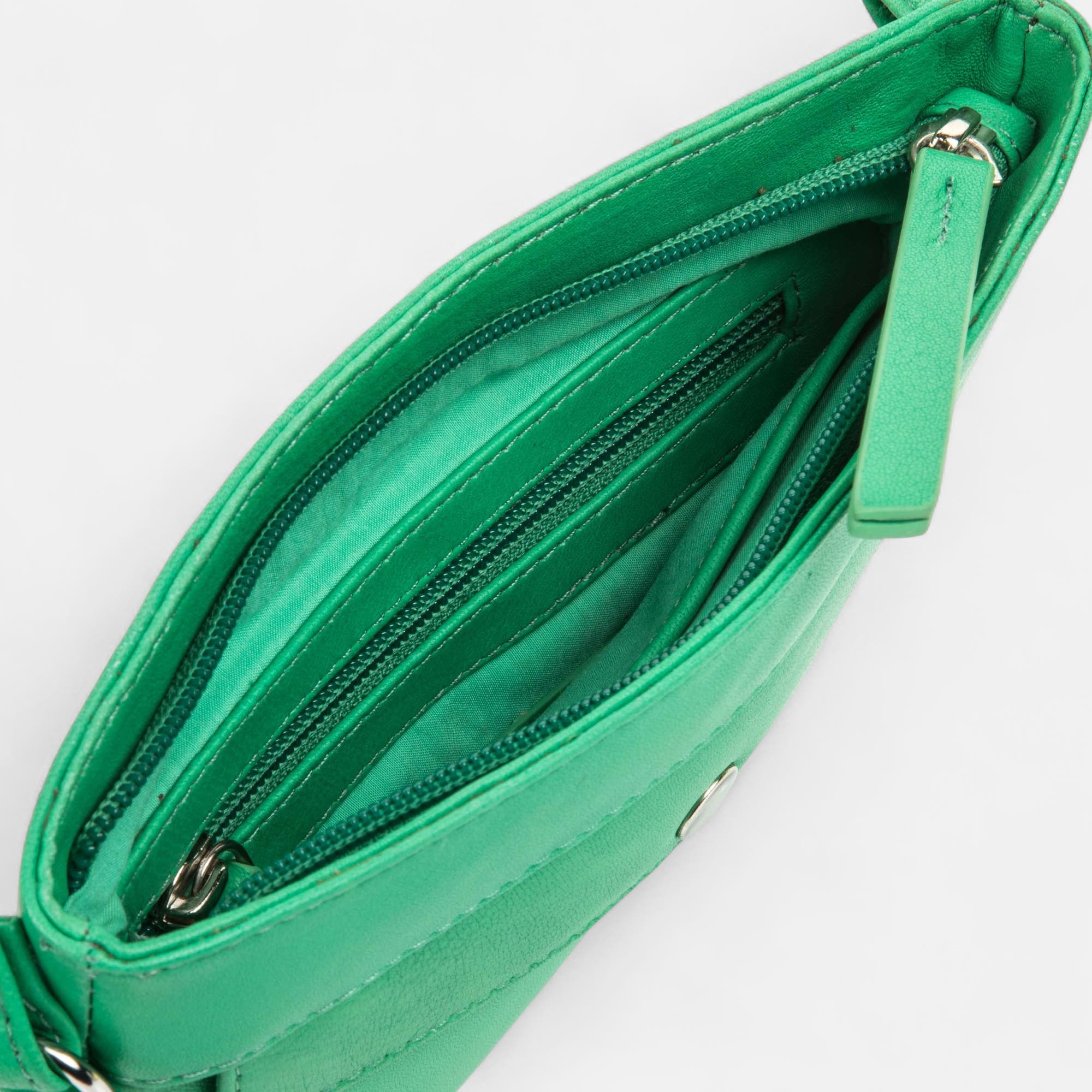 Sac bandoulière en cuir vert