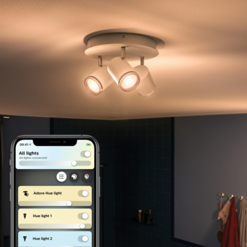 Philips Hue Adore 3 x 5W wit badkamer opbouwspot rond incl. switch en bluetooth