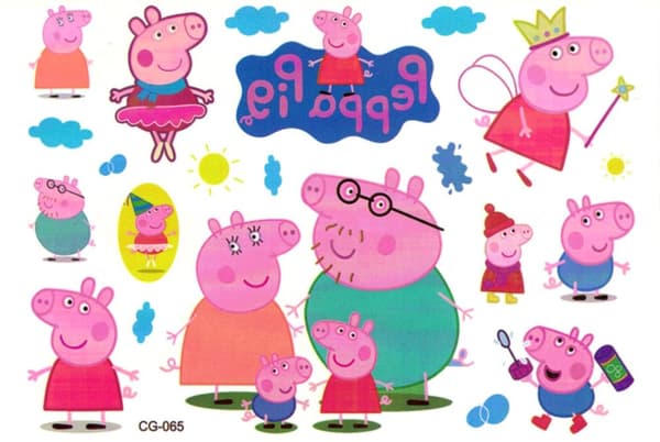 Peppa Pig – 12 midlertidige barnetatoveringer med Peppa