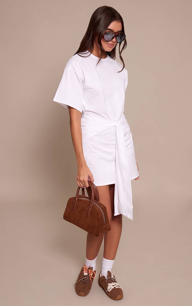 Blanc Robe T-shirt Avec Détail Cache-cœur