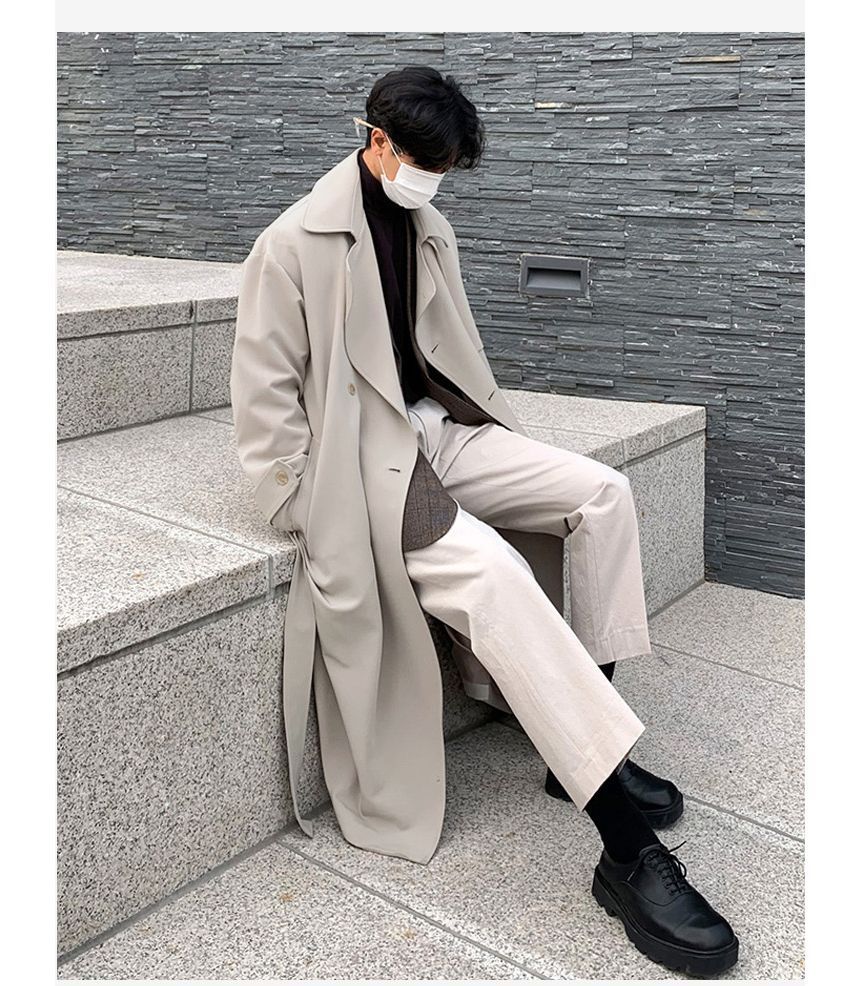 Orungeetun - Trenchcoat met lange mouwen en één rij knopen