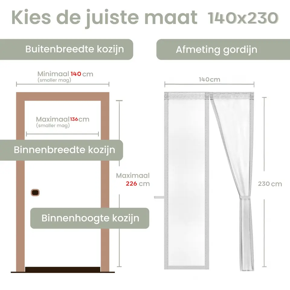O'DADDY Deurgordijn Deluxe FIBER 140x230 - Magnetisch Vliegengordijn Wit