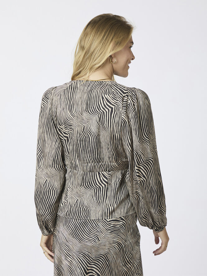 Neo Noir Istana Floating Wave Blouse Dark sand