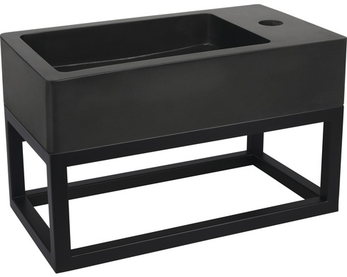 Verschil Handwasbak Hura L 40 x 22 cm Basaltsteen