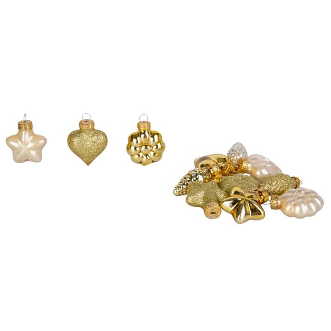 Christbaumanhänger aus Glas - Stern/Zapfen/Herz/Blume - perle/gold - ca. 4 x 2 cm