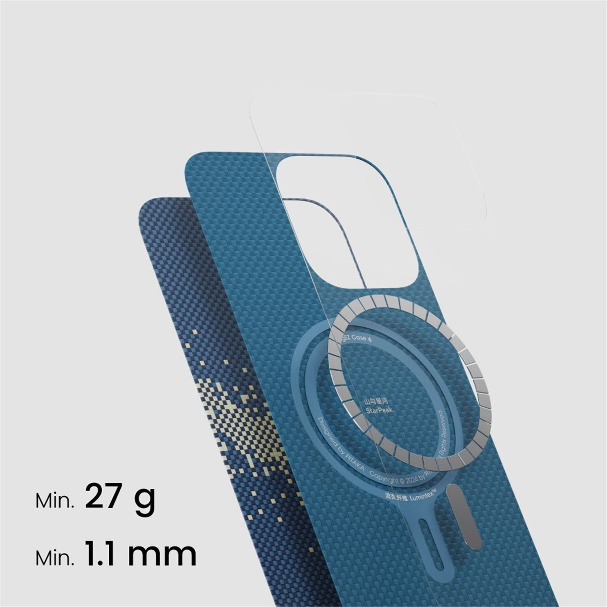 iPhone 16 Pro MagEZ Glow MagSafe Aramid Schutzhülle (KI1603PMYG) - Milky Way Galaxie (Grün / Blau)