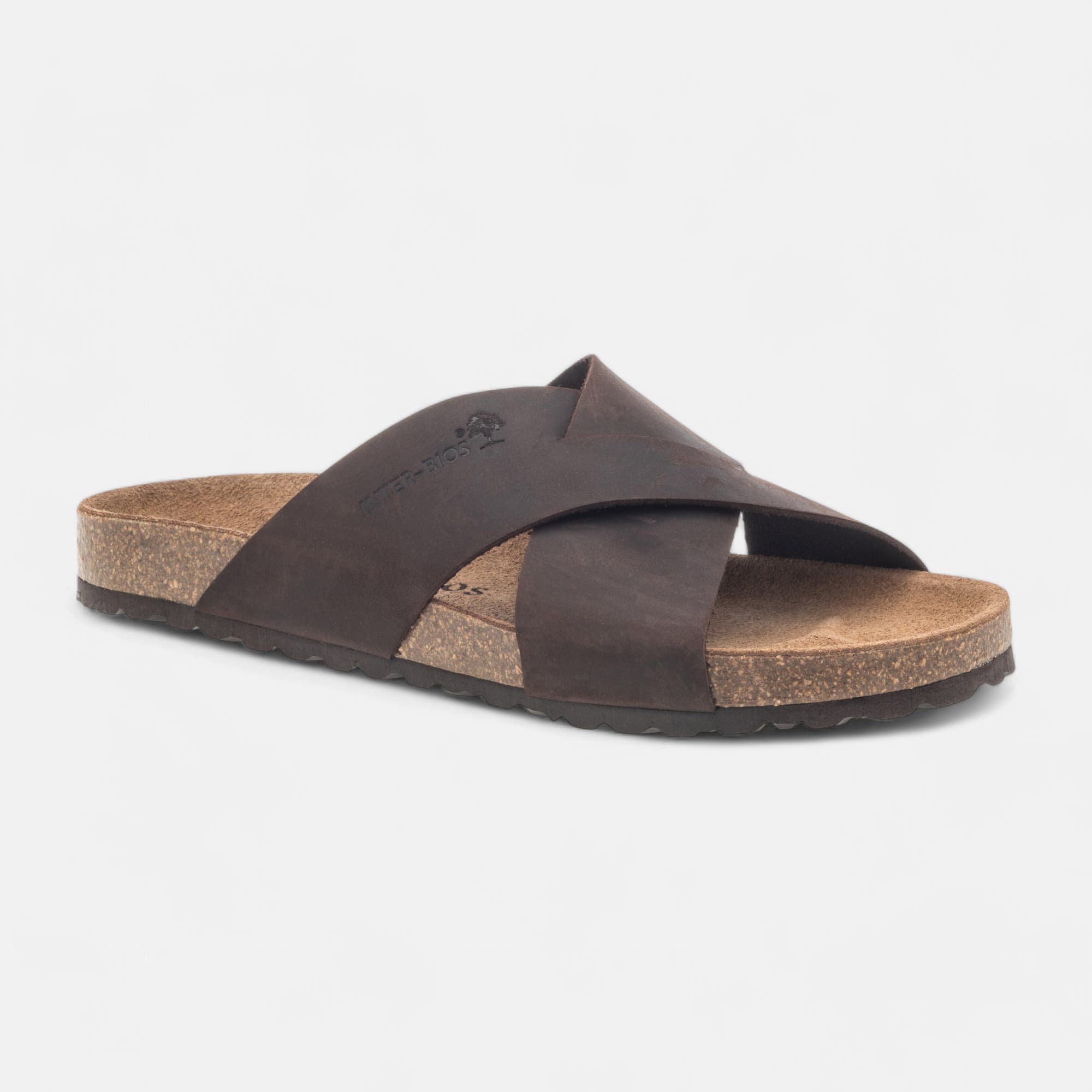 Mules semelle liège Homme en cuir marron