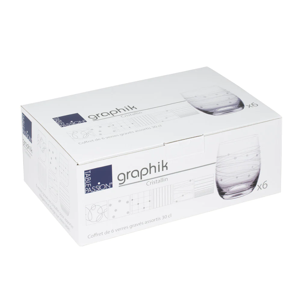 Coffret de 6 gobelets Graphik 30 cl Table passion