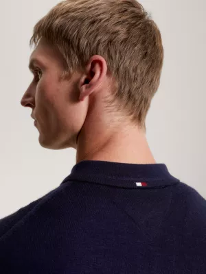 Suéter polo de lã merino fina