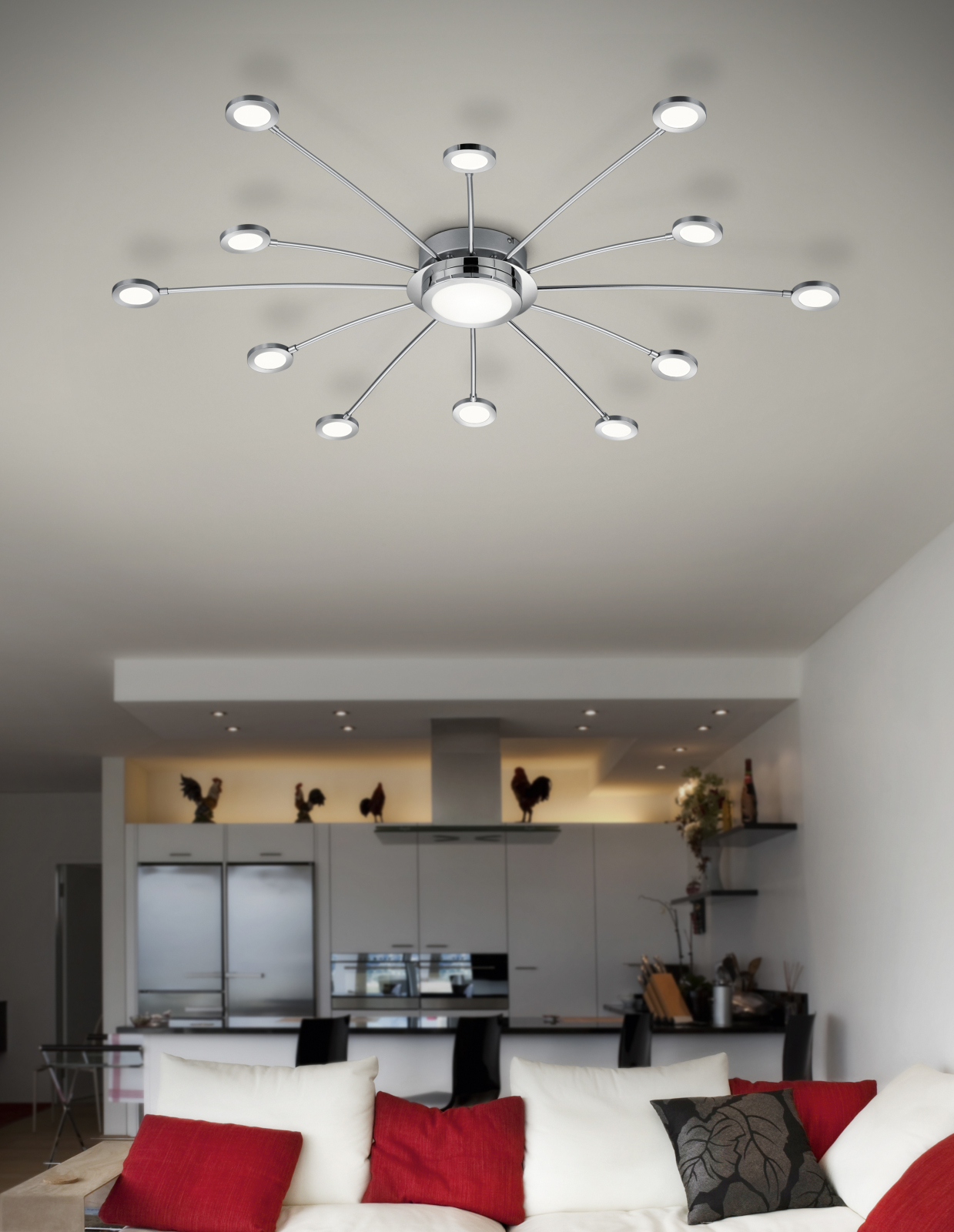 LED-Deckenleuchte - Chrom - mit Fernbedienung - Ø 100 cm
