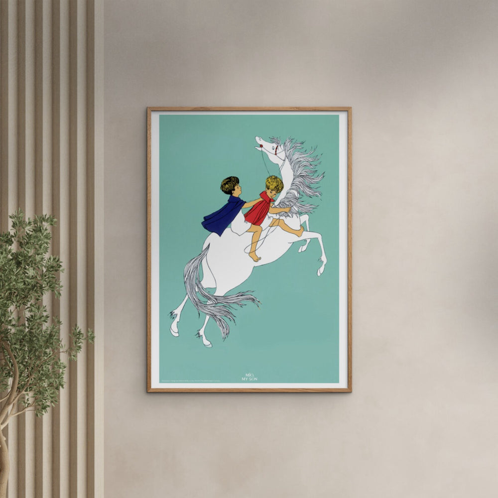 Køb Poster & Frame Astrid Lindgren - On Horse Back - Mio My Son