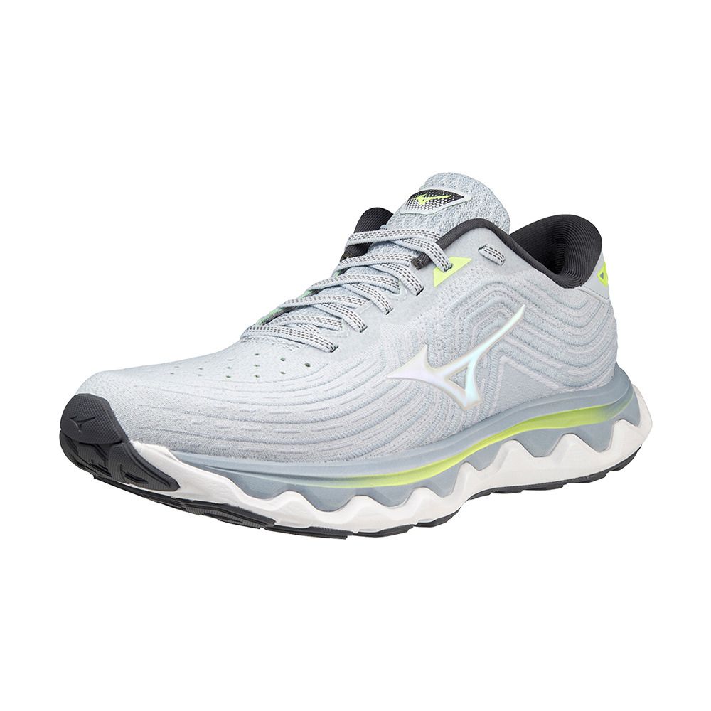 Mizuno WAVE HORIZON 6 - Chaussures running Femme heather/wht/neolime