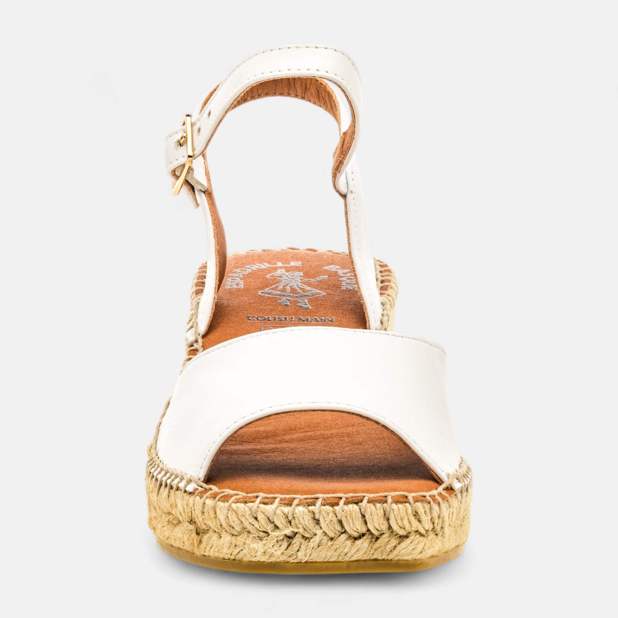 Espadrilles à talon compensé Femme en cuir blanc