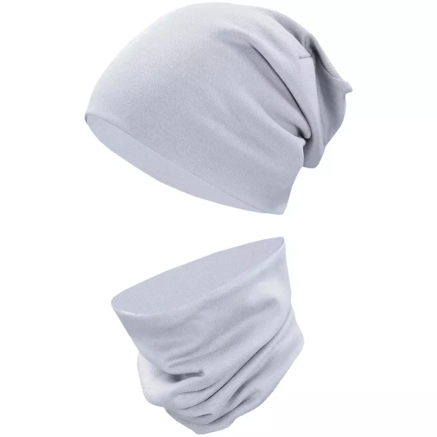 TupTam Unisex Kinder Beanie Mütze Schlauchschal Set hellgrau