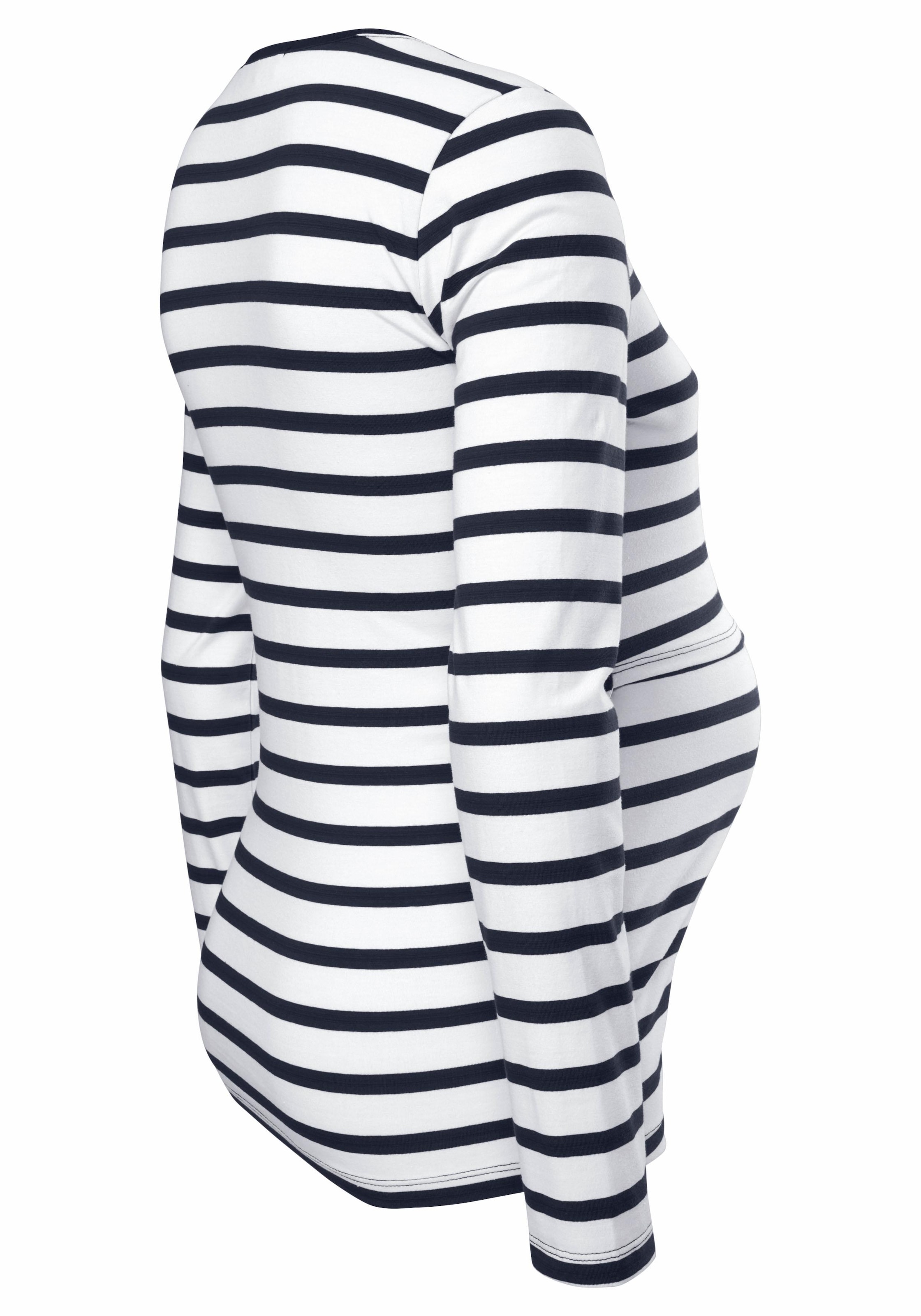 Neun Monate Umstandsshirt », 2er Pack Shirts für Schwangerschaft und Stillzeit«, 2 Stk. Langarm,  figurbetont,  unifarben oder geringelt