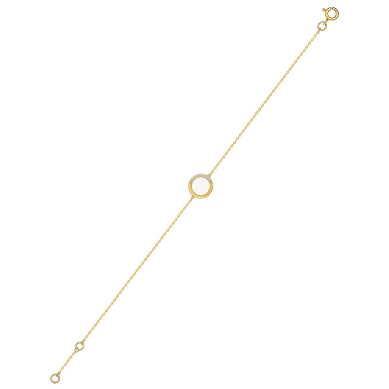 Bracelet Femme - Oxyde de zirconium - Or 18 Carats - Longueur : 18 cm