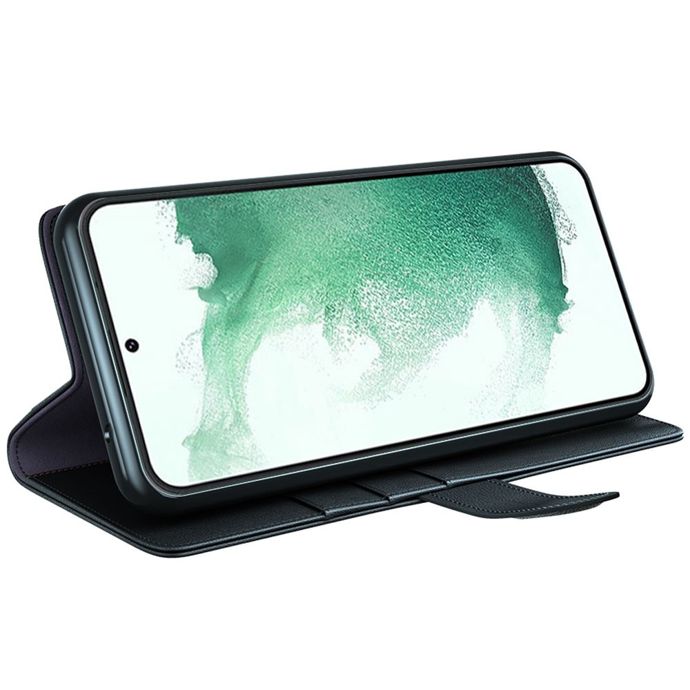 Samsung Galaxy S23 5G Echtleder Tasche Flip Cover mit Kartenfächer - Schwarz
