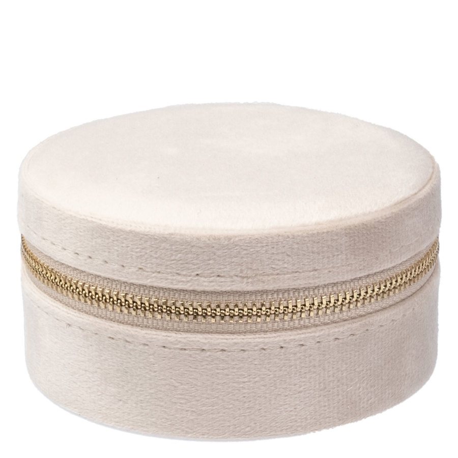DARK Velvet Jewellery Box Round Sand