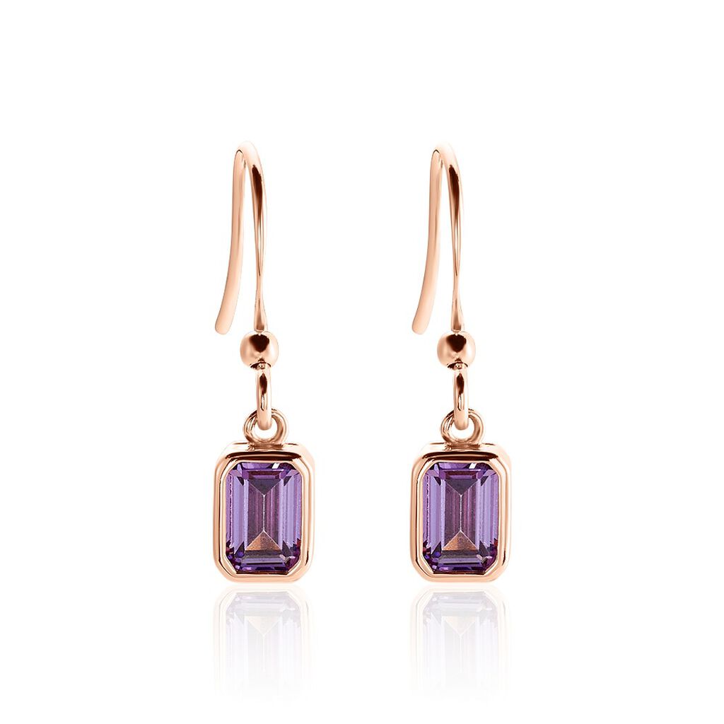 Boucles D'oreilles Pendantes Purple Mood Argent Rose Oxyde