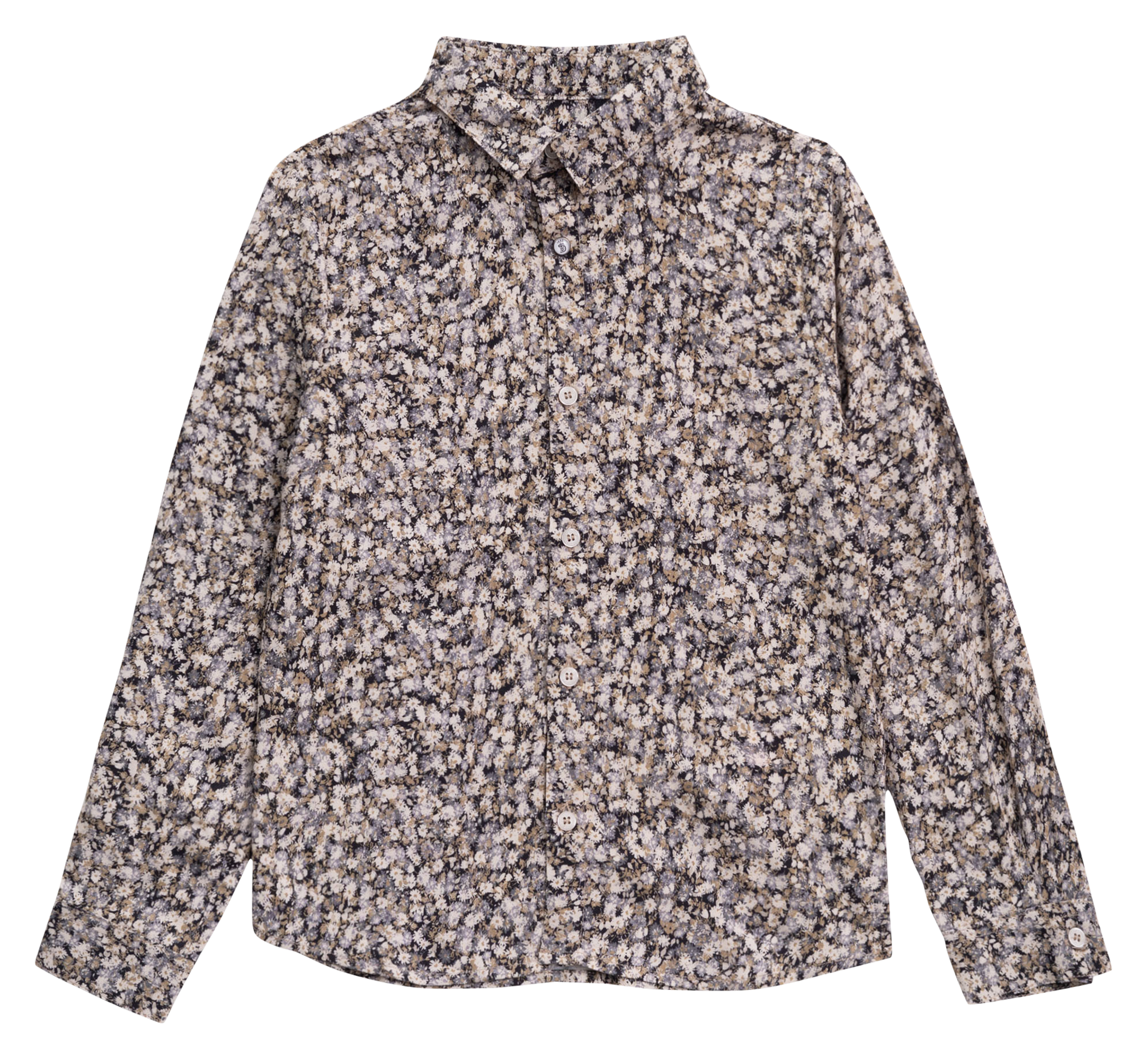 Chemise col classique droite imprimée | Kaki