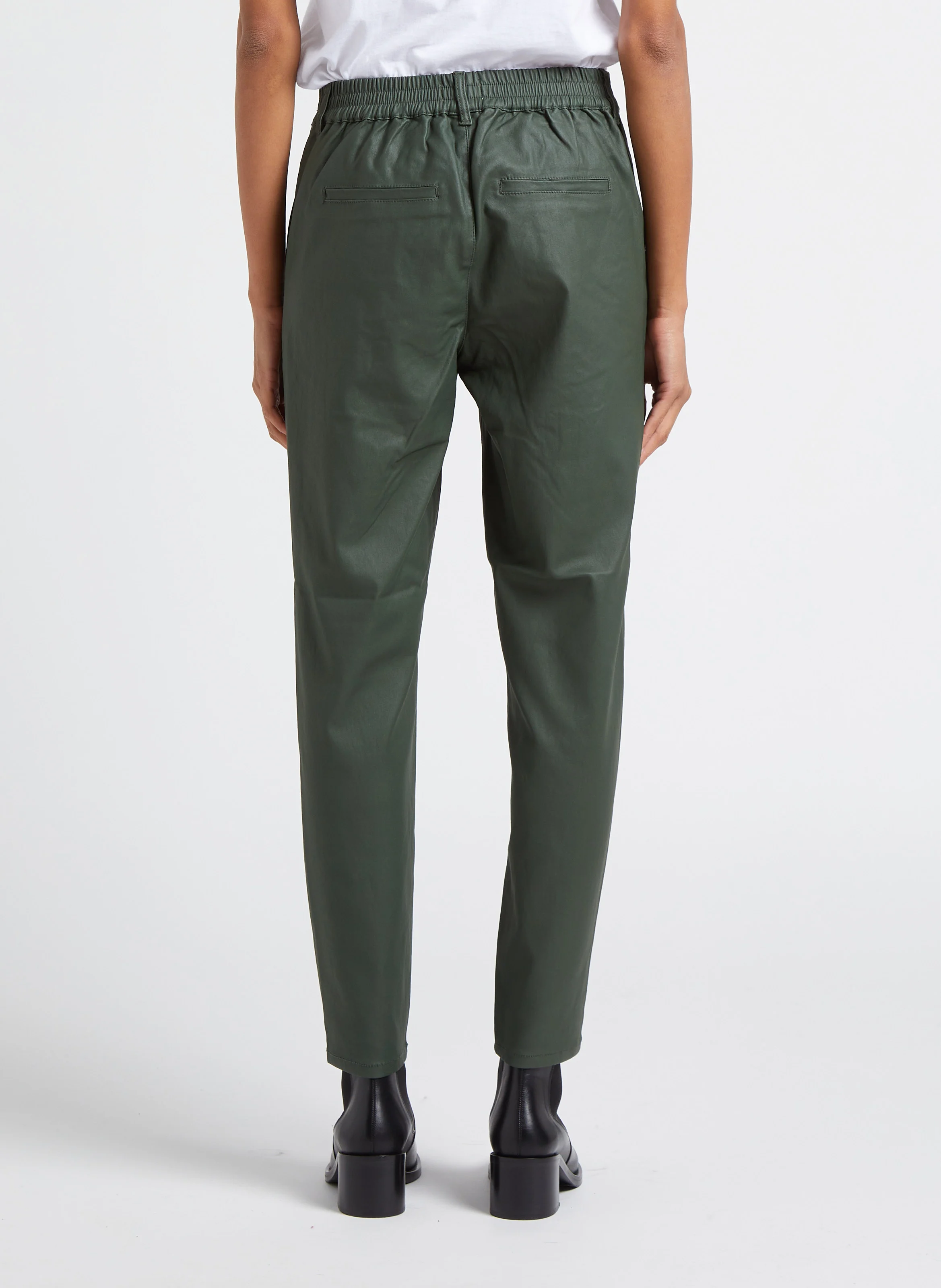 Pantalon slim effet enduit | Vert