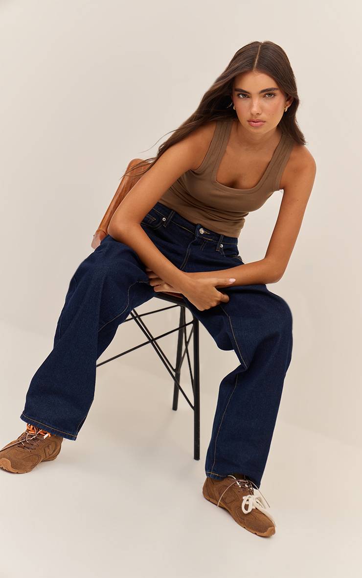 Bleu Indigo Jean Boyfriend Taille Haute