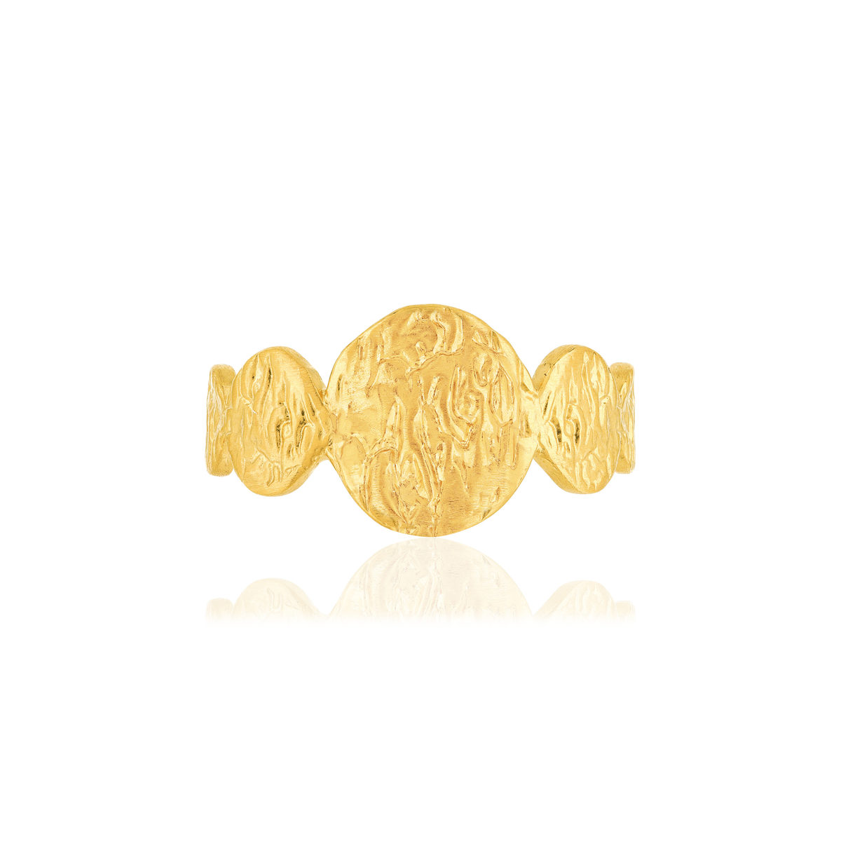 Bague plaqué or effet martelé